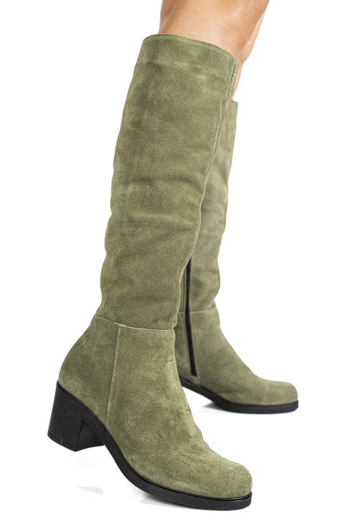 Cizme olive piele naturala intoarsa 8s7700