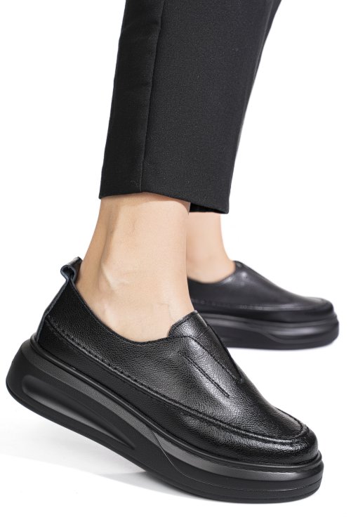 Mocasini negri piele naturala tpc6060