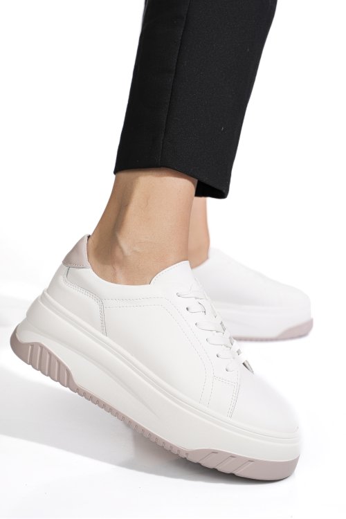 Pantofi sport alb mov piele naturala fpc001657