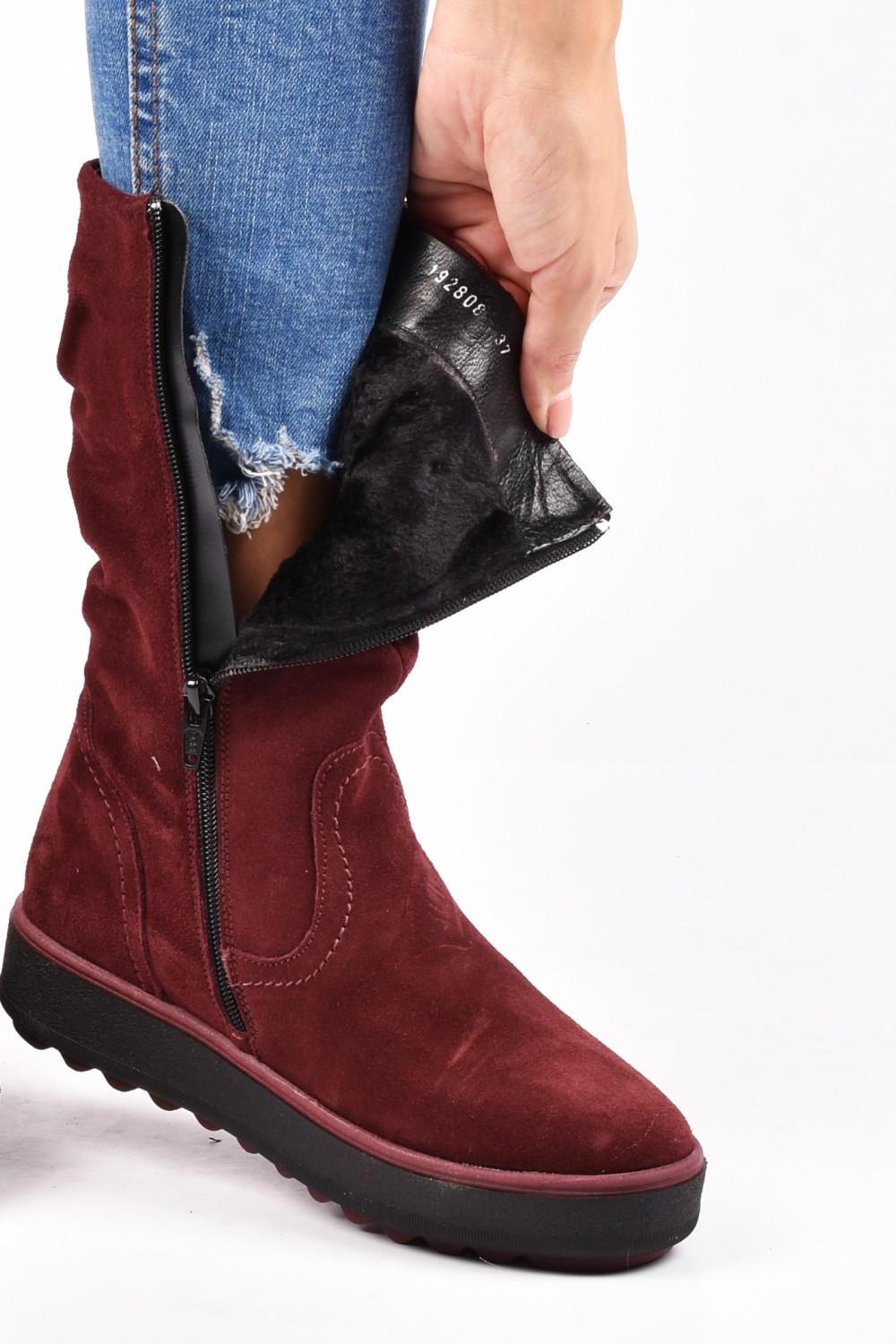 CIZME BORDO PIELE NATURALA INTOARSA 1PC92808