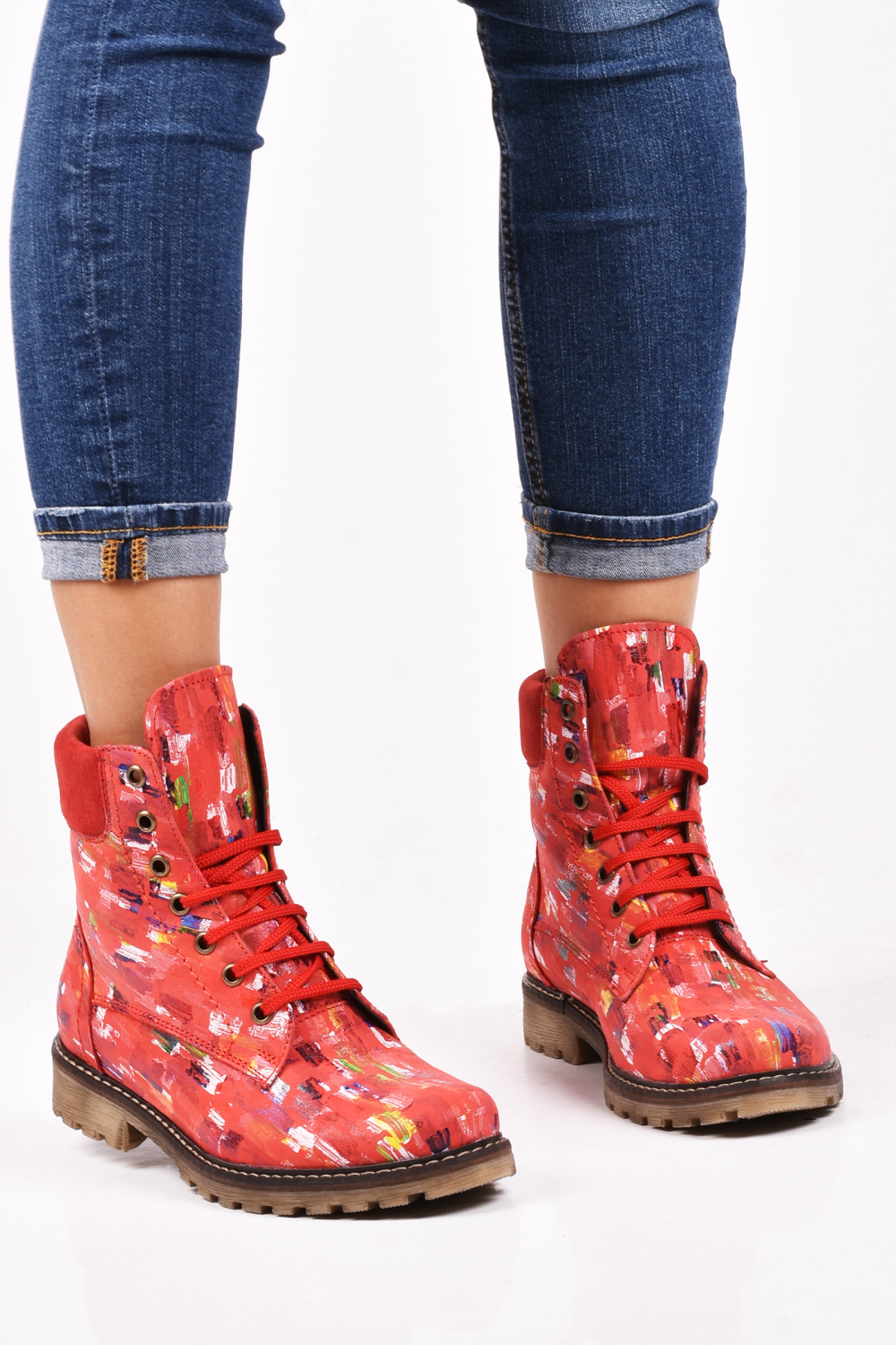 GHETE ROSII PIELE NATURALA 2PC01