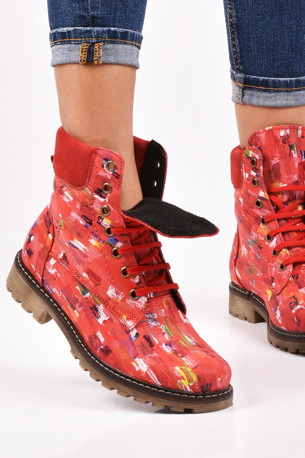 GHETE ROSII PIELE NATURALA 2PC01