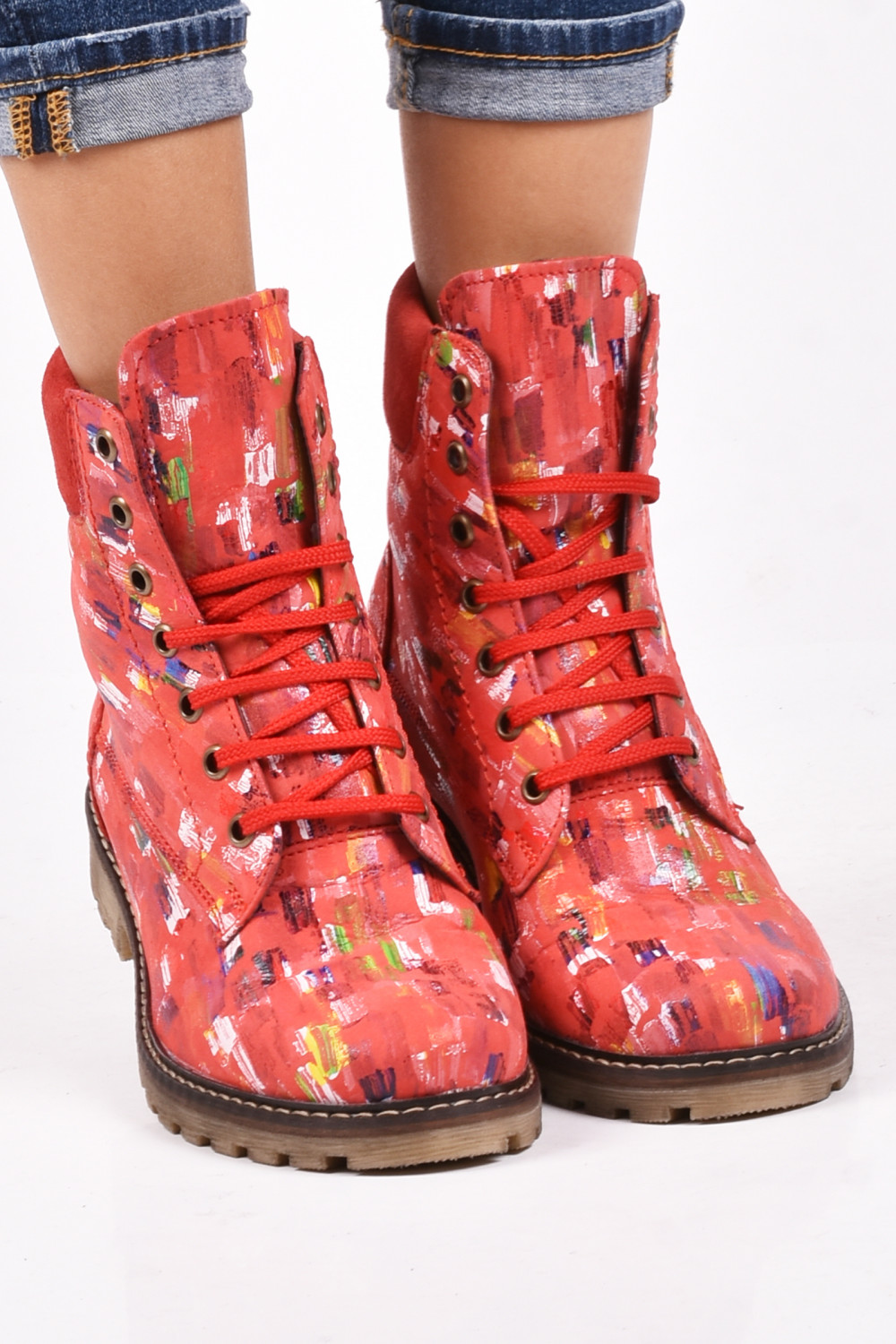 GHETE ROSII PIELE NATURALA 2PC01