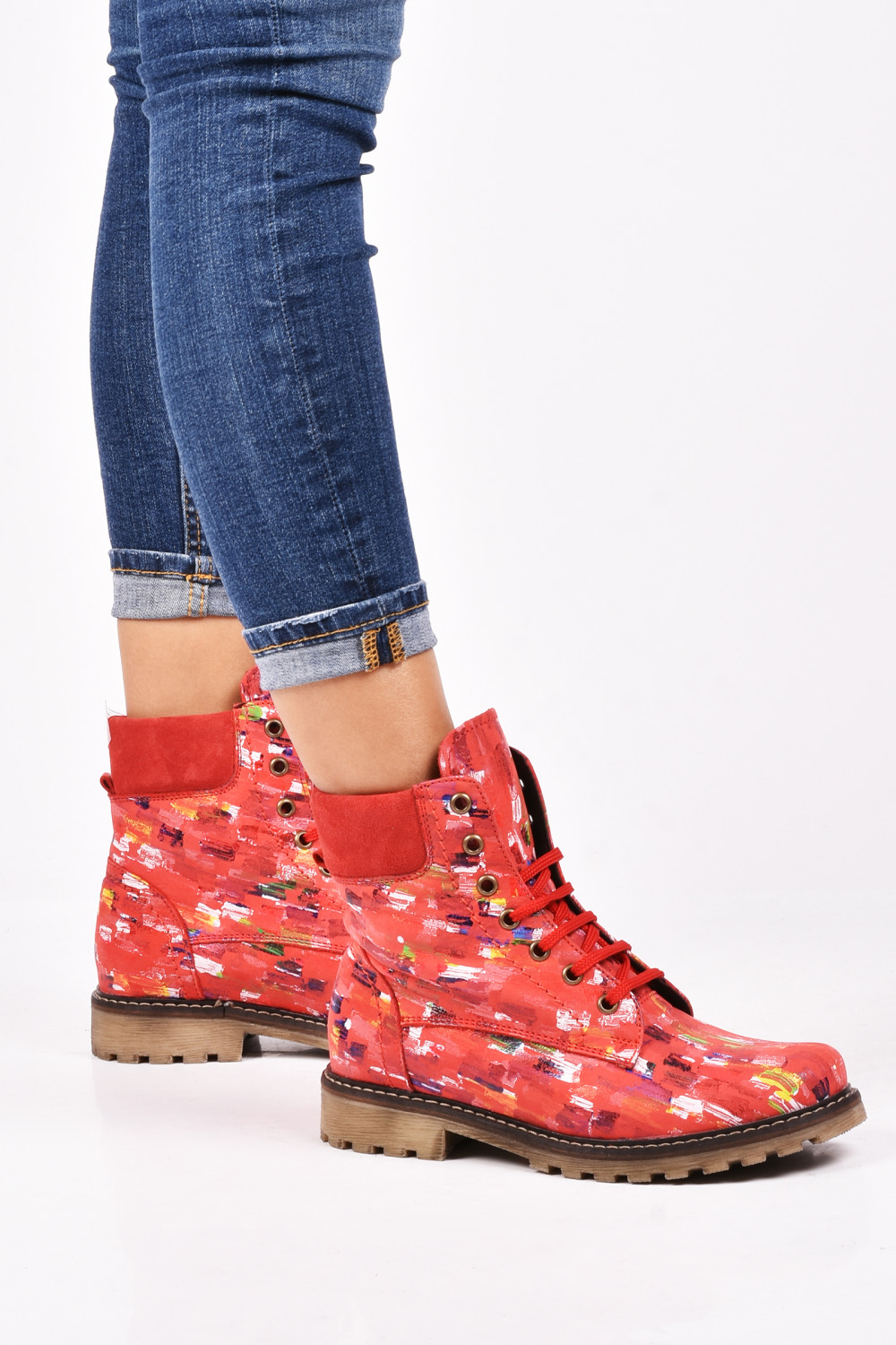 GHETE ROSII PIELE NATURALA 2PC01