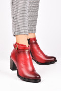 BOTINE ROSII PIELE NATURALA ROSY