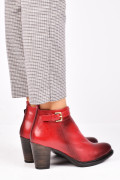 BOTINE ROSII PIELE NATURALA ROSY