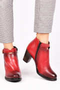 BOTINE ROSII PIELE NATURALA ROSY