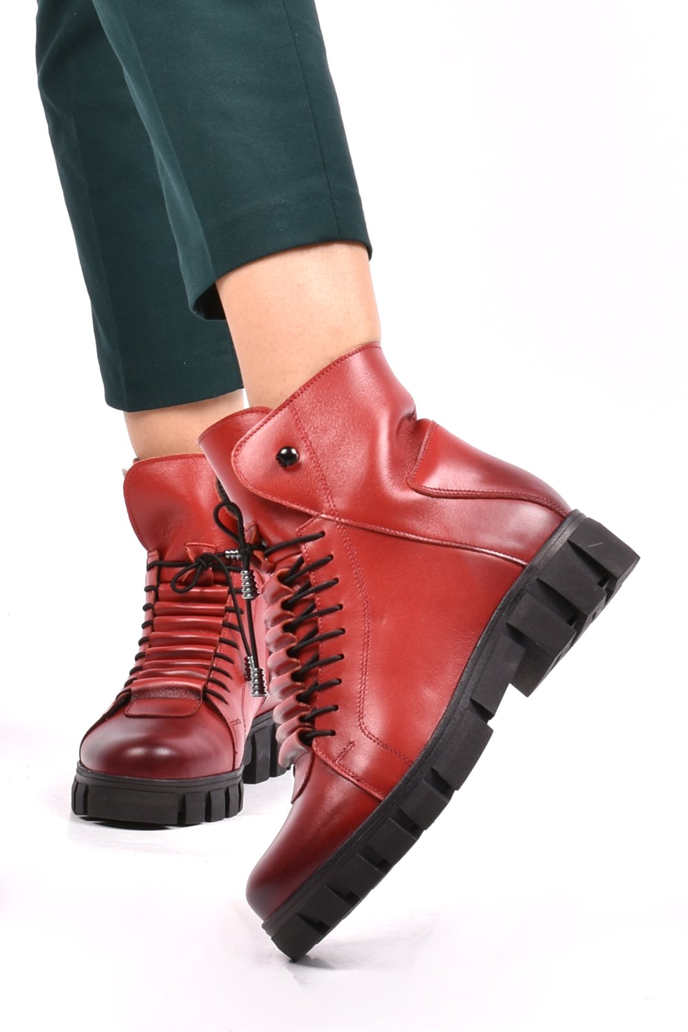 GHETE ROSII PIELE NATURALA 9PC47