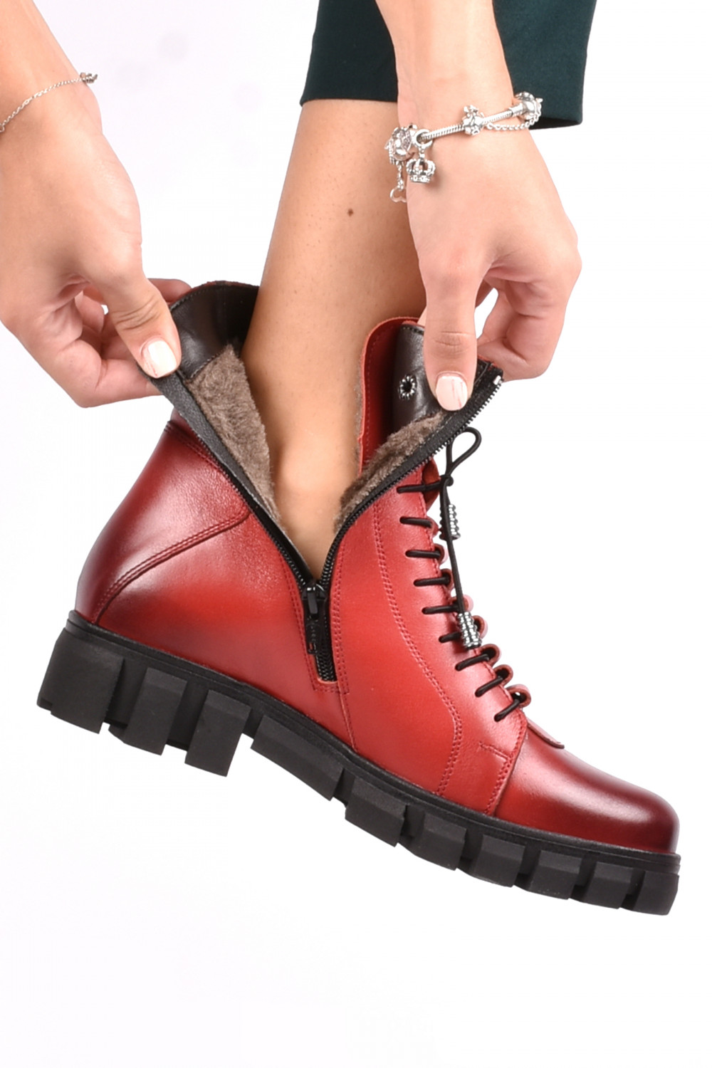 GHETE ROSII PIELE NATURALA 9PC47