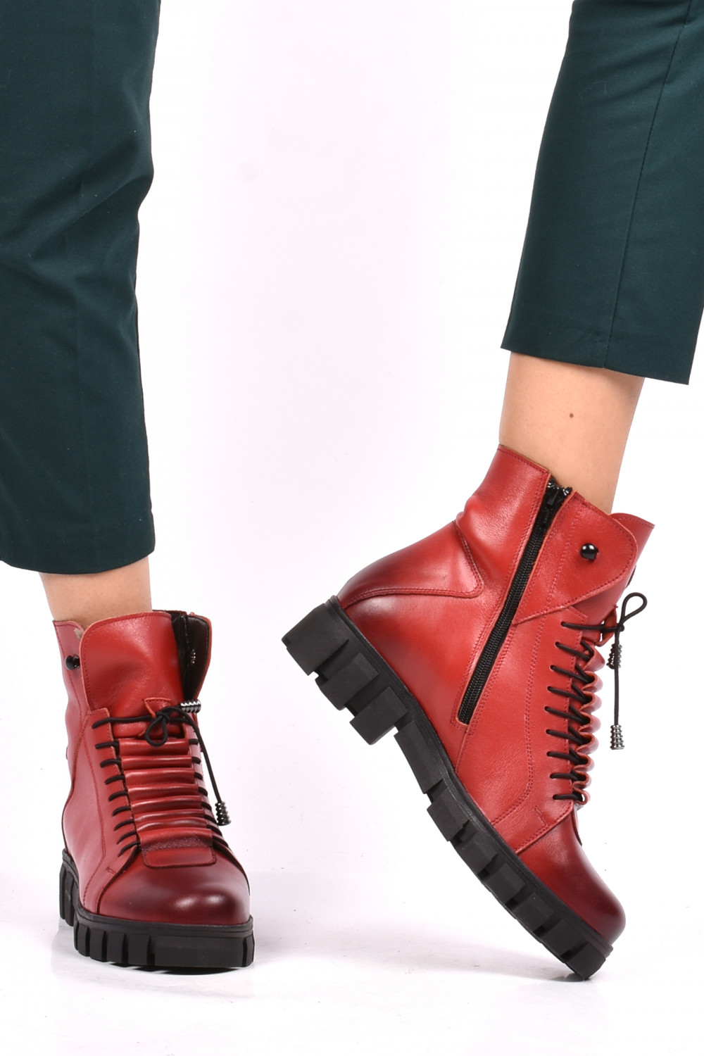 GHETE ROSII PIELE NATURALA 9PC47