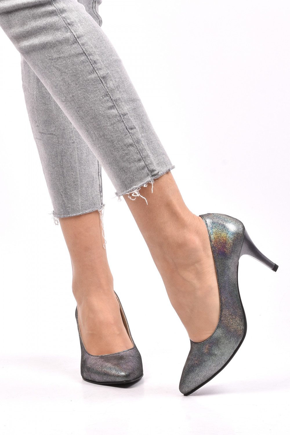 PANTOFI ARGINTIU SIDEF PIELE NATURALA APC63