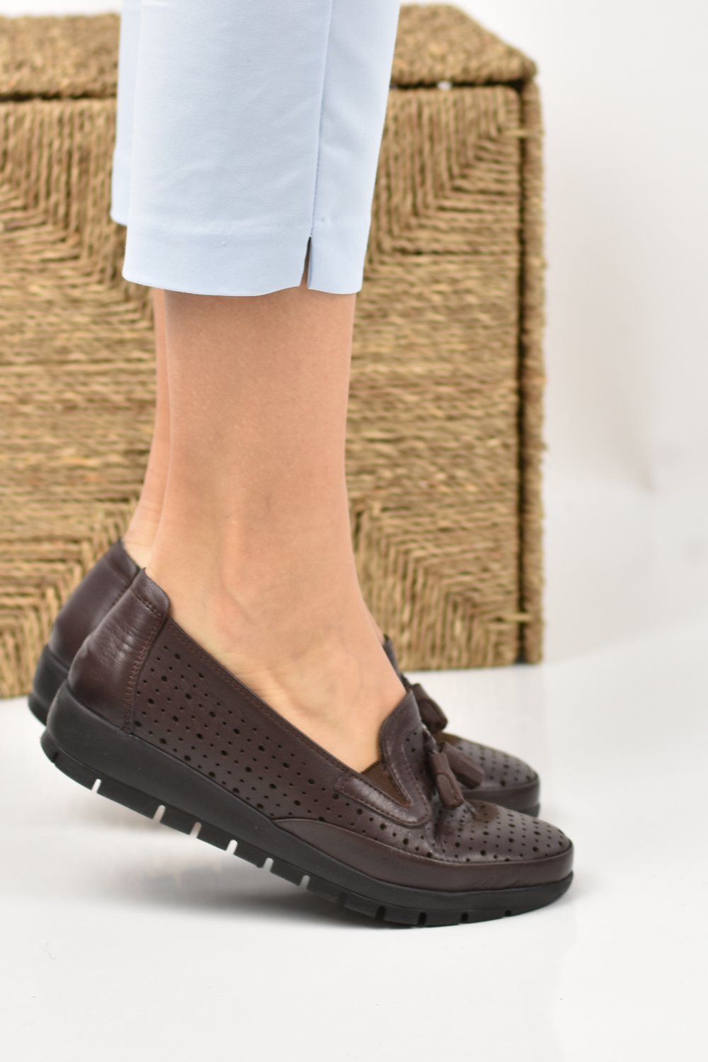 PANTOFI BROWN PIELE NATURALA 5PC10-AMG
