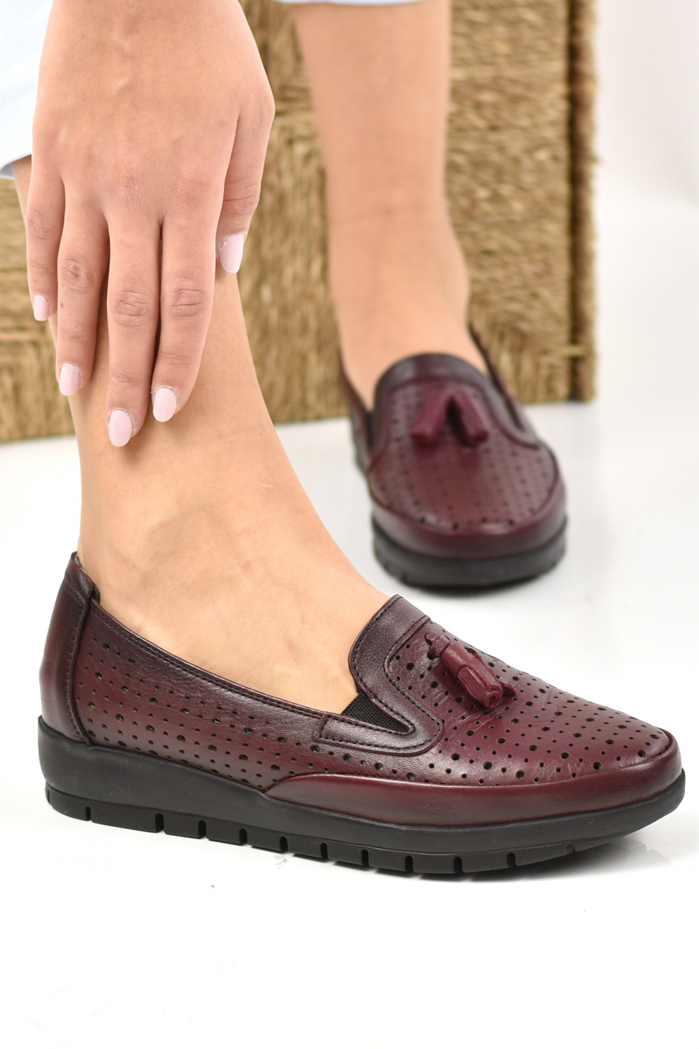 PANTOFI BORDO PIELE NATURALA 5PC10