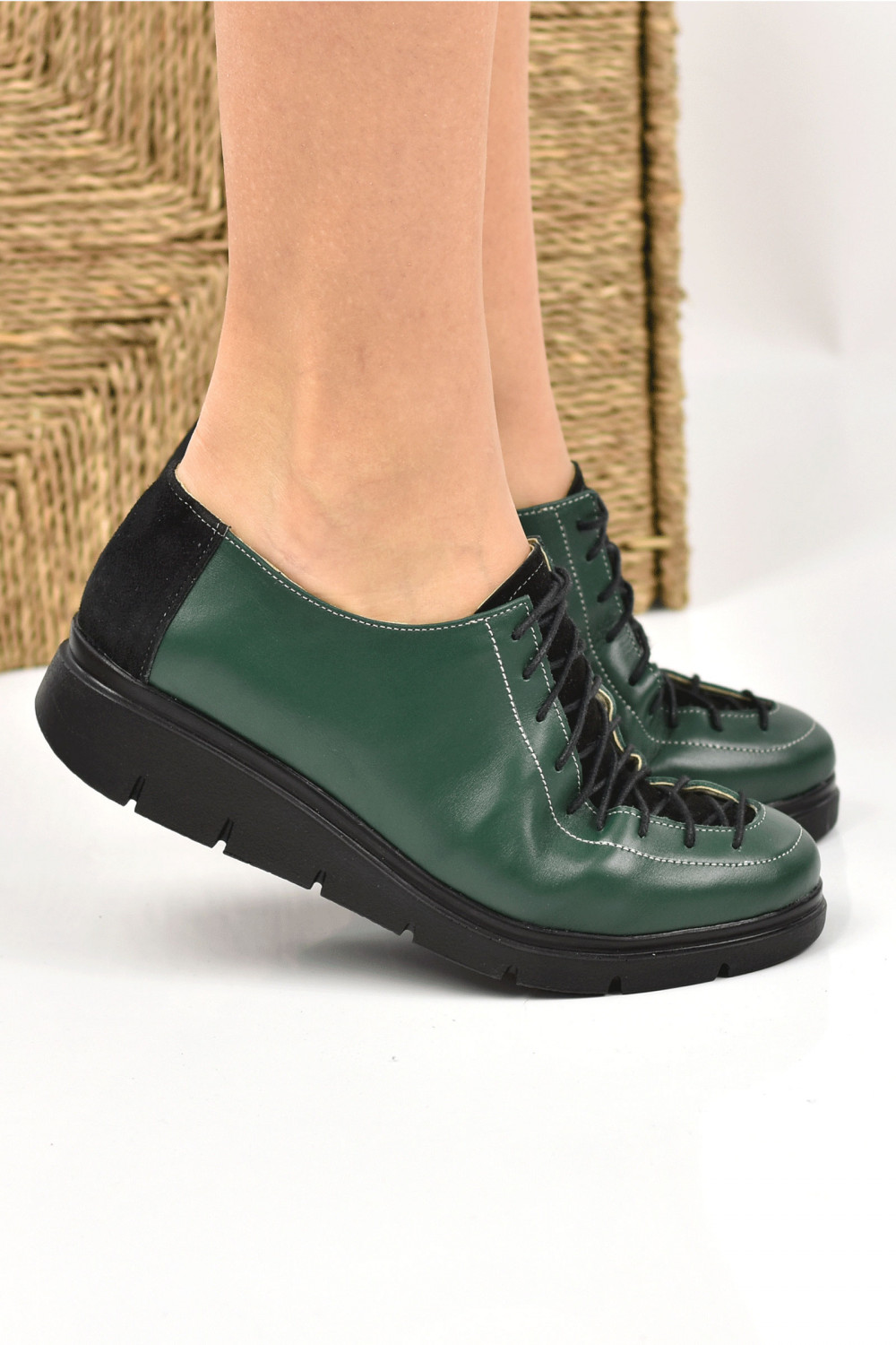 PANTOFI VERZI PIELE NATURALA 2PC00