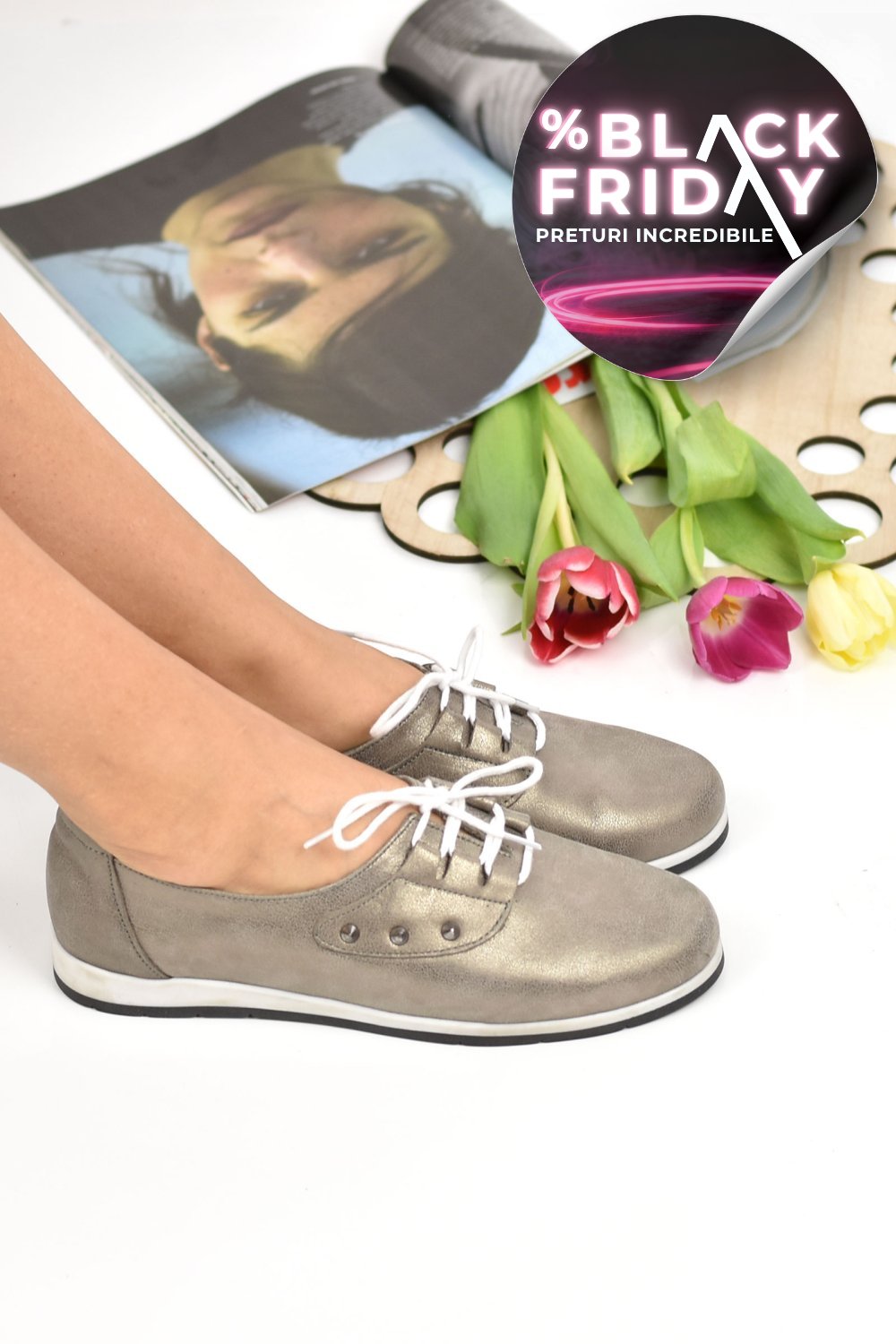 PANTOFI SPORT GRI PIELE NATURALA 2PC018