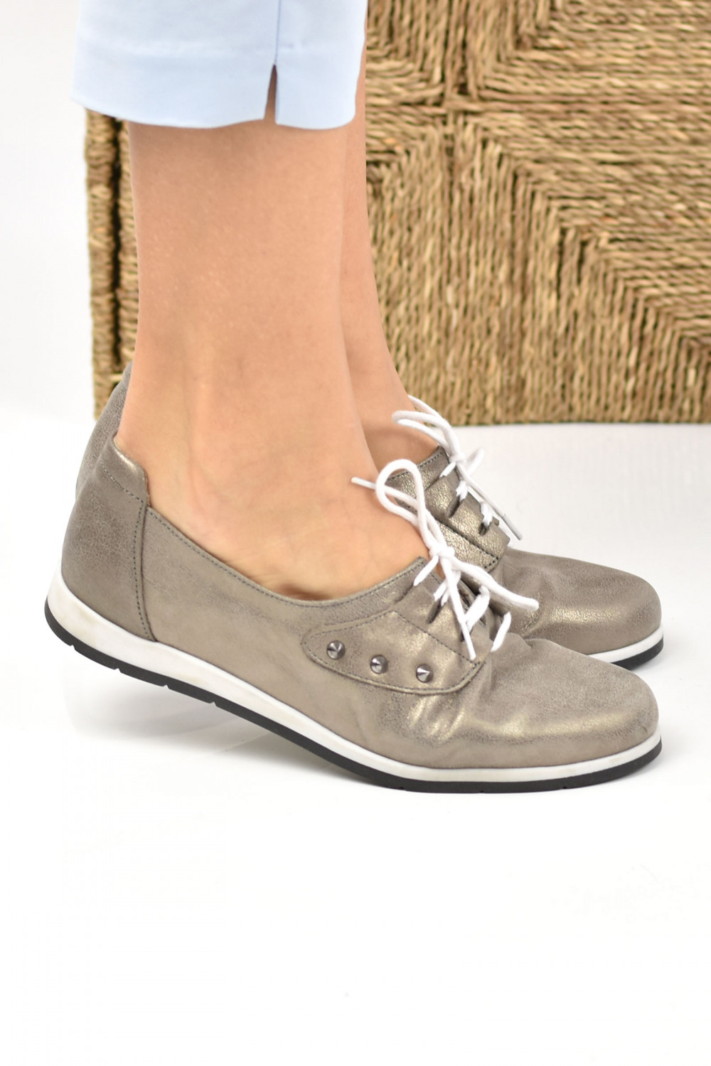 PANTOFI SPORT GRI PIELE NATURALA 2PC018