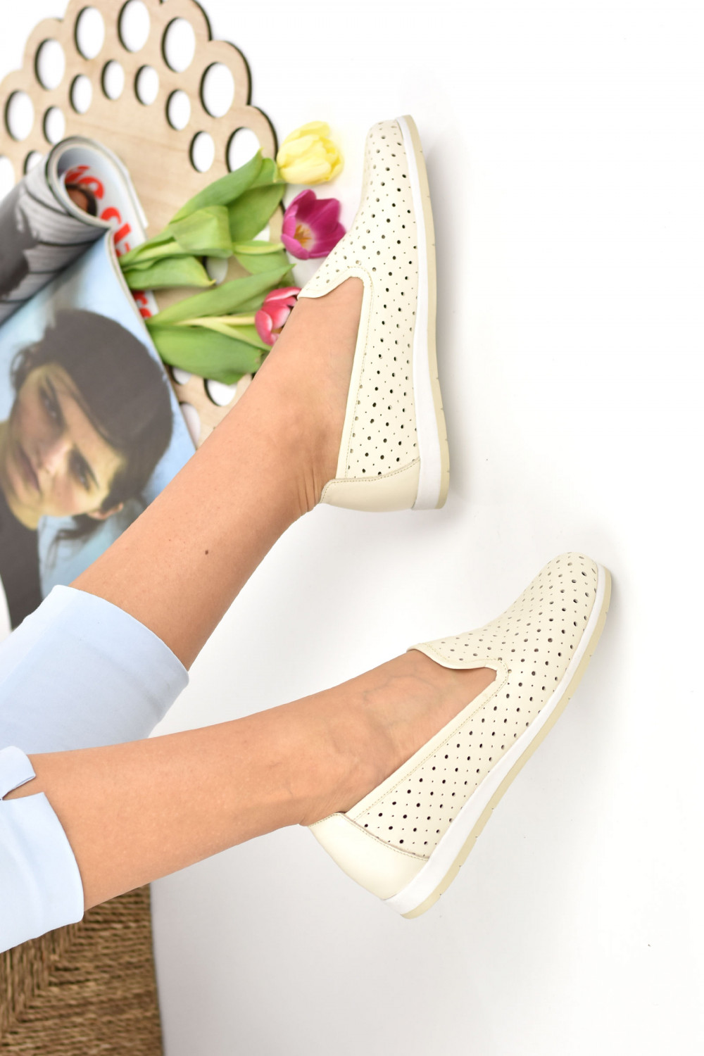 ESPADRILE BEJ PIELE NATURALA 2PC020