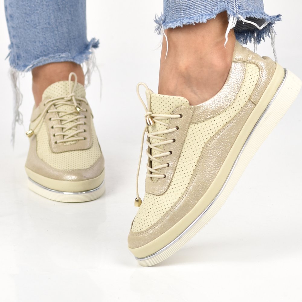 PANTOFI SPORT BEJ PIELE NATURALA EMBER