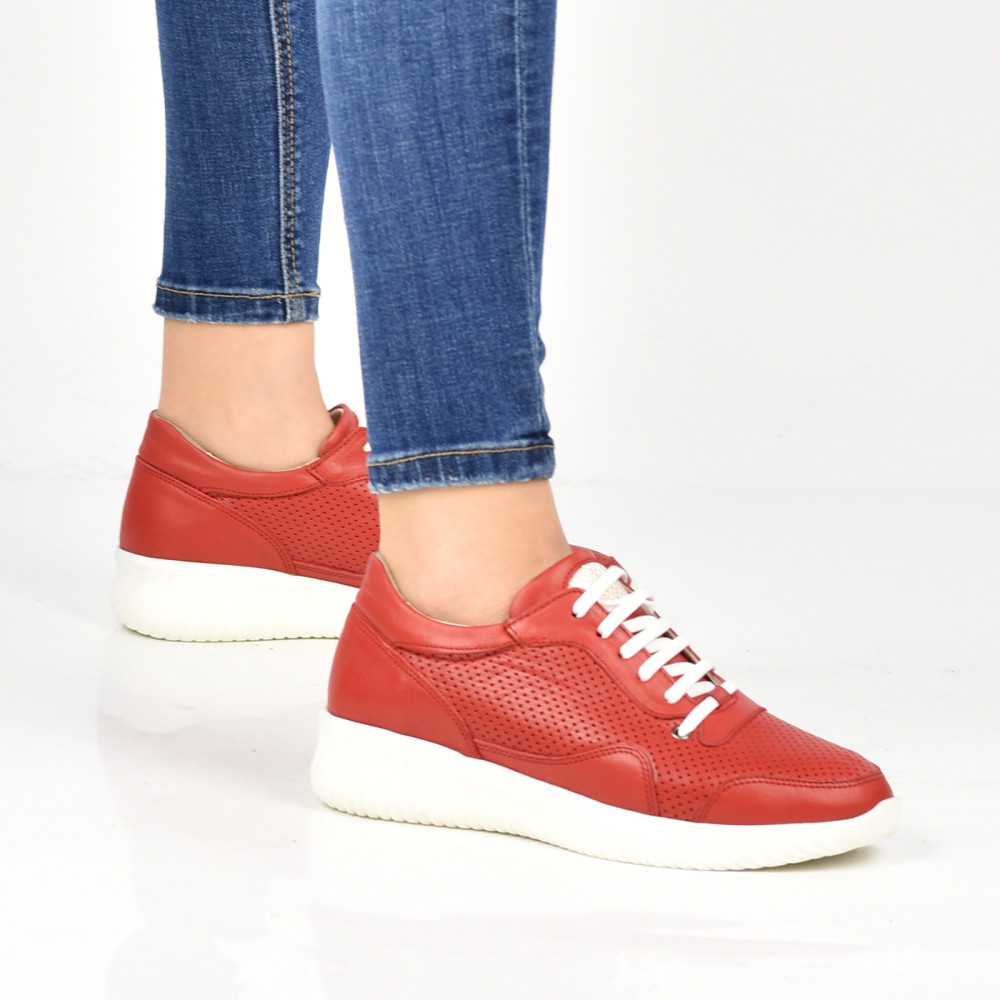 PANTOFI SPORT ROSII PIELE NATURALA 2PC442