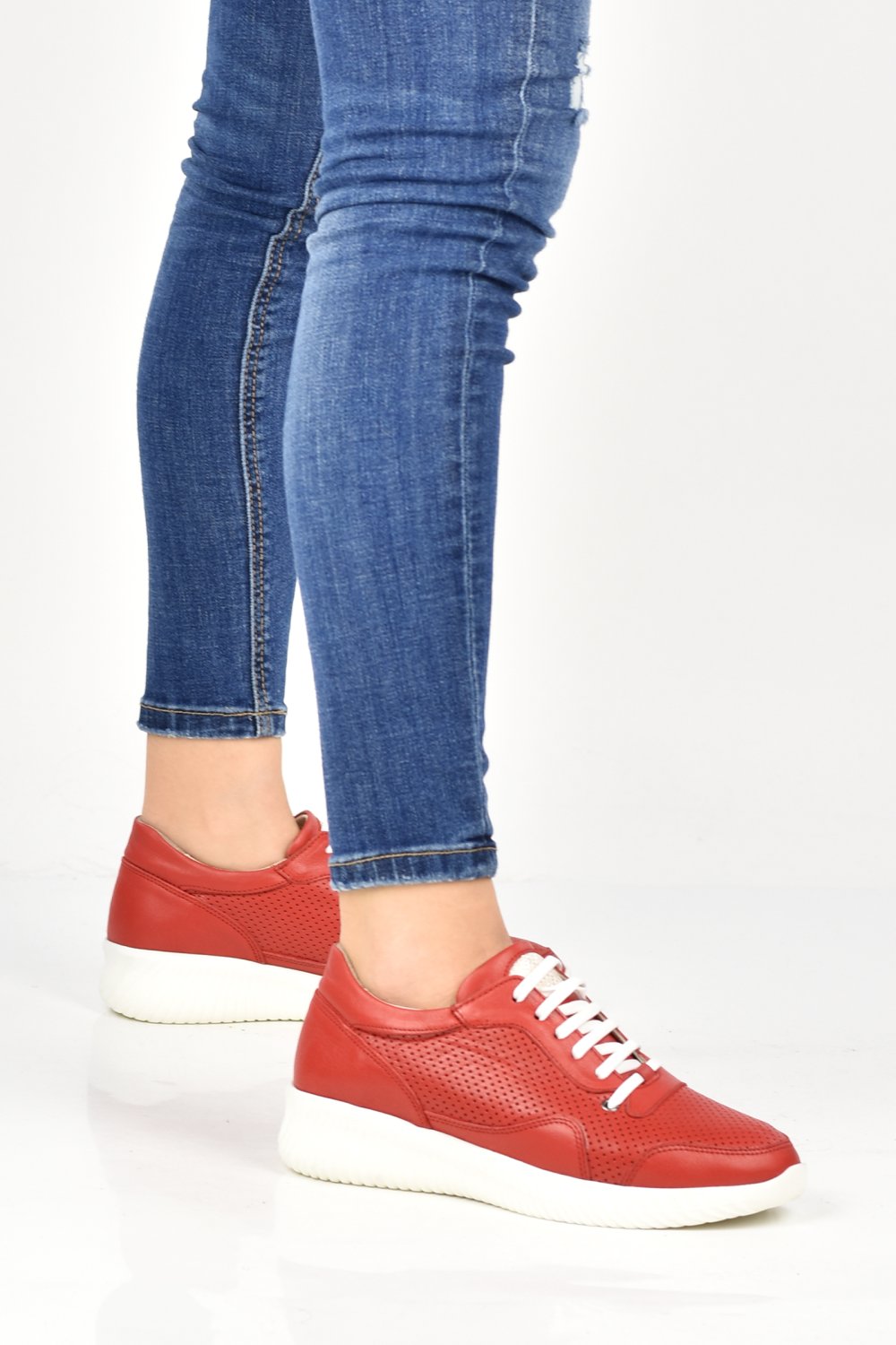 PANTOFI SPORT ROSII PIELE NATURALA 2PC442